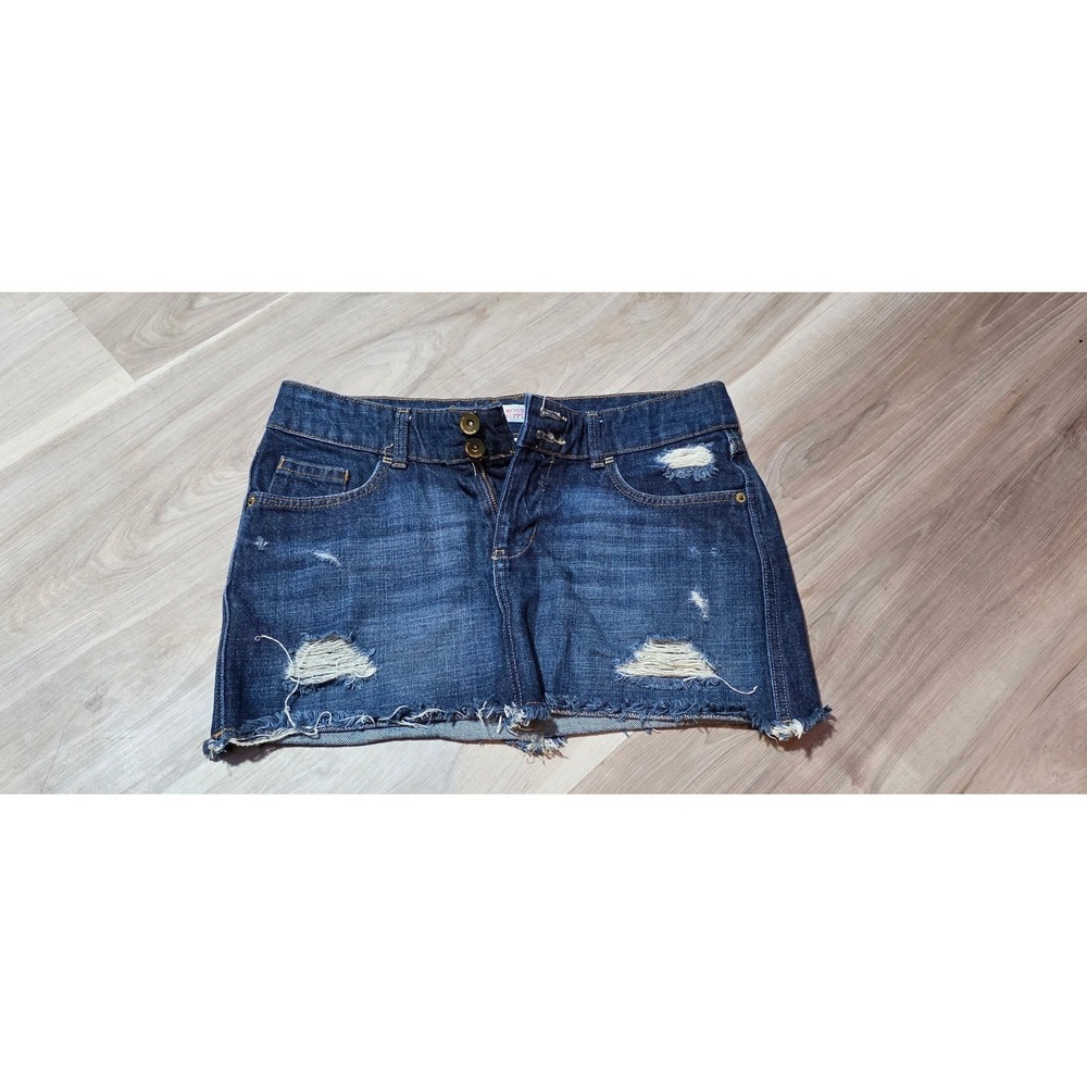Mossimo Supply Co. Distressed Denim Mini Skirt Blue Pockets Size‎ 9